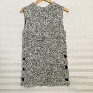 Ann Taylor Womens Tunic Sweater Top Size S Cotton Blend Sleeveless Hem Buttons